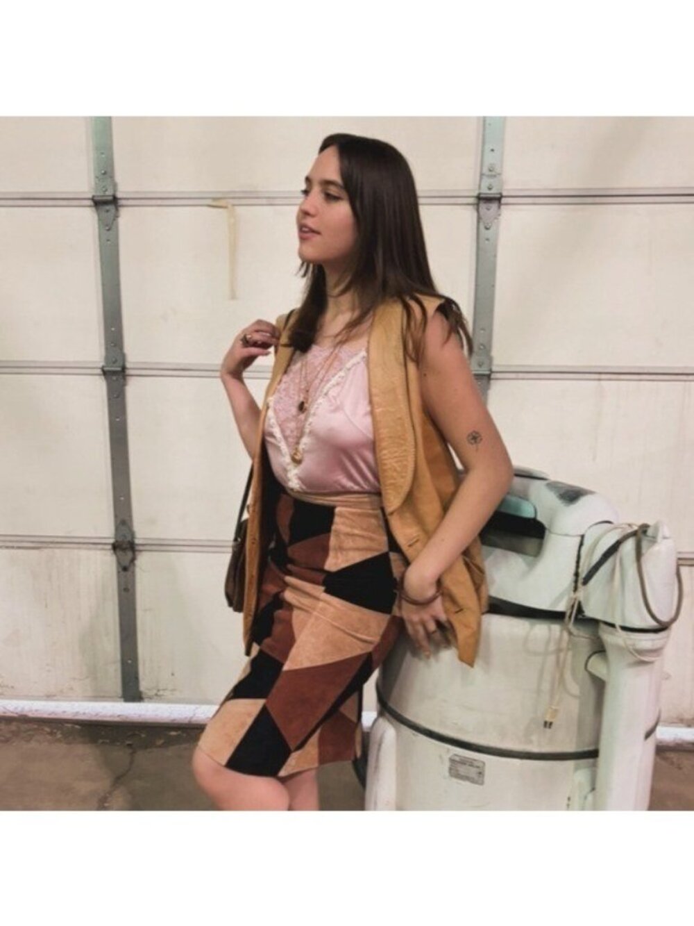 Vintage patchwork leather skirt size 6